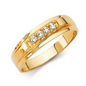 Men 14k Gold 6mm Round CZ wedding Band Ring